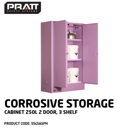 PRATT CABINET DG CORROSIVE LIQUID 3 SHELF 250L 1825 X 1115 X 500MM